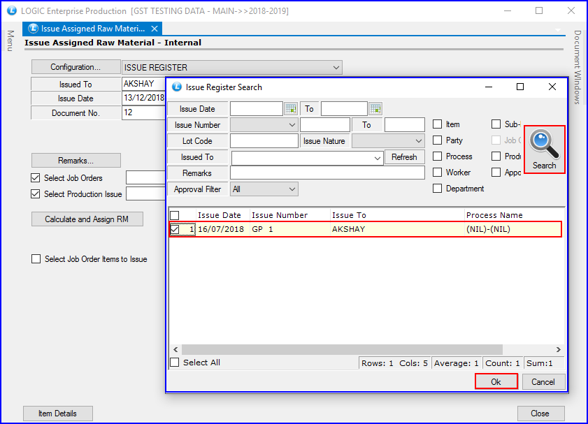Issue Assigned Raw Material - Internal-2
